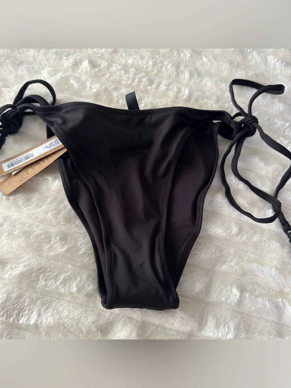 NWT SKIMS Onyx Tie Side Bikini Bottoms Size M Minimal Adjustable Swimwear